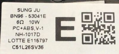 KIT DE BOCINAS ( 2 PZ ) PARA TV SAMSUNG / NUMERO DE PARTE BN96-53041E / BN9653041E / 53041E / 6Ω 10W / NH-1017D / E115797 / C51L26SV36 / MODELO QN75QN90AAFXZA - Imagen 2